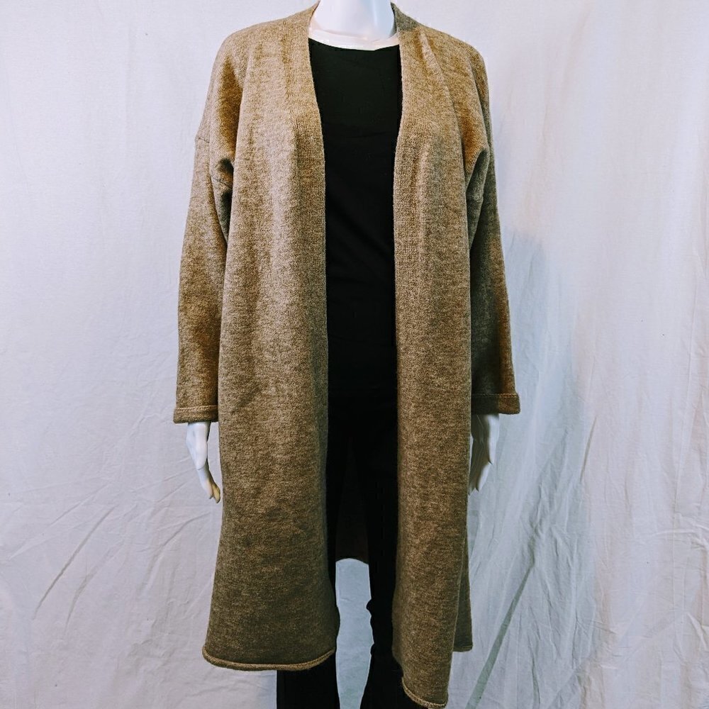 Unbranded Brown Open Front Long Cardigan OS